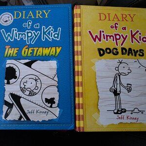Diary of a Wimpy Kid books by Jeff Kinney - The Getaway and Dog Days - hardcover